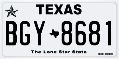TX license plate BGY8681