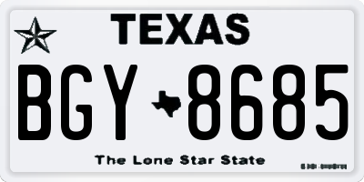 TX license plate BGY8685