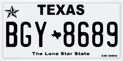 TX license plate BGY8689