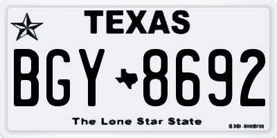 TX license plate BGY8692