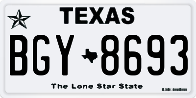 TX license plate BGY8693
