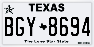 TX license plate BGY8694