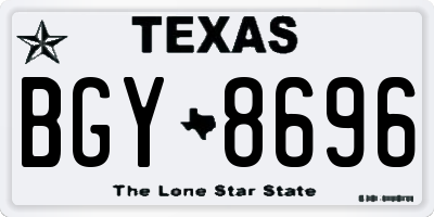 TX license plate BGY8696