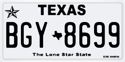 TX license plate BGY8699