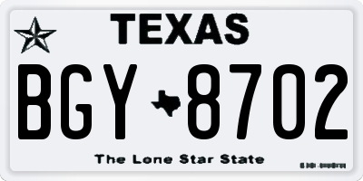 TX license plate BGY8702