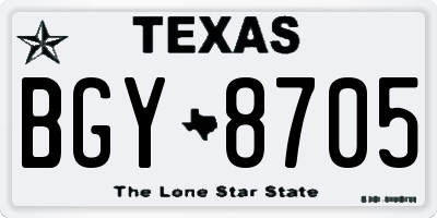 TX license plate BGY8705