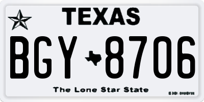 TX license plate BGY8706