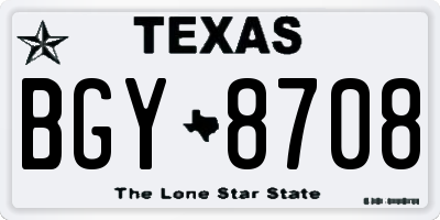 TX license plate BGY8708