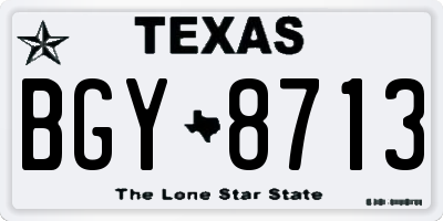 TX license plate BGY8713