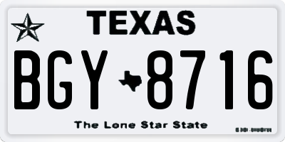 TX license plate BGY8716