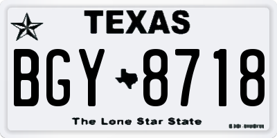 TX license plate BGY8718