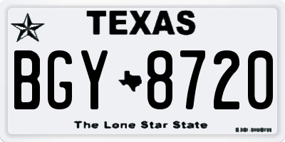 TX license plate BGY8720