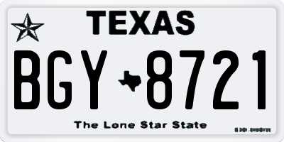 TX license plate BGY8721