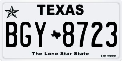 TX license plate BGY8723