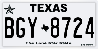 TX license plate BGY8724