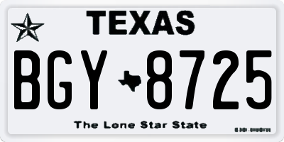 TX license plate BGY8725