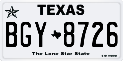 TX license plate BGY8726