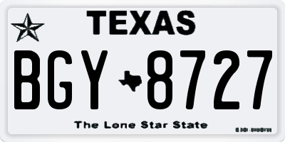 TX license plate BGY8727