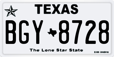 TX license plate BGY8728