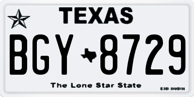 TX license plate BGY8729
