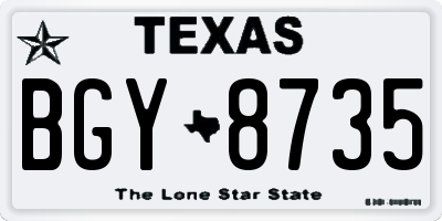 TX license plate BGY8735