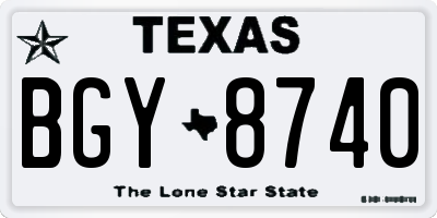 TX license plate BGY8740