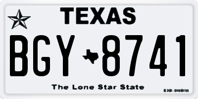 TX license plate BGY8741