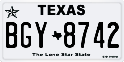 TX license plate BGY8742