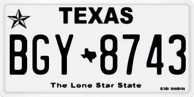 TX license plate BGY8743