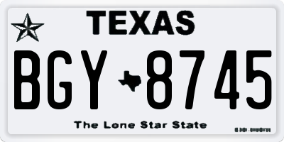 TX license plate BGY8745