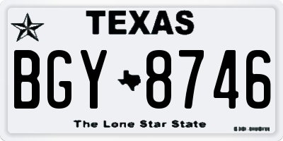 TX license plate BGY8746