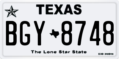 TX license plate BGY8748