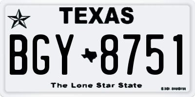 TX license plate BGY8751