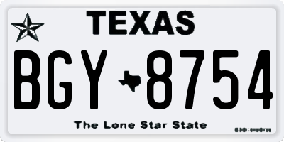 TX license plate BGY8754