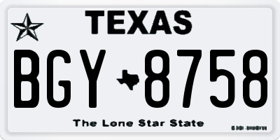 TX license plate BGY8758