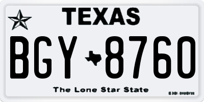 TX license plate BGY8760