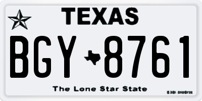TX license plate BGY8761