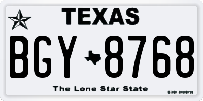 TX license plate BGY8768