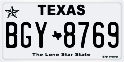 TX license plate BGY8769
