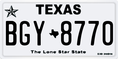 TX license plate BGY8770