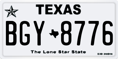 TX license plate BGY8776