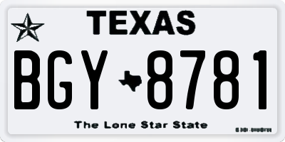 TX license plate BGY8781