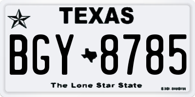 TX license plate BGY8785