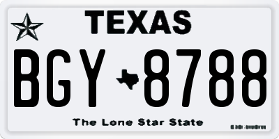 TX license plate BGY8788