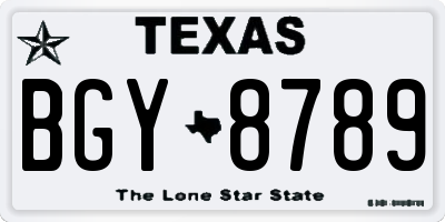 TX license plate BGY8789