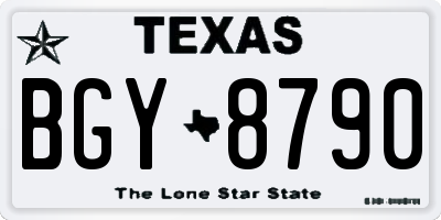 TX license plate BGY8790