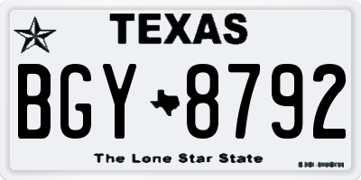 TX license plate BGY8792