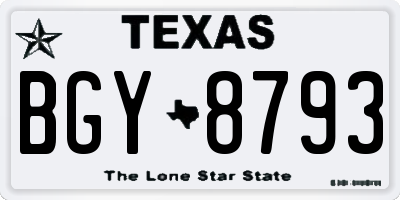 TX license plate BGY8793