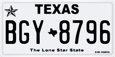 TX license plate BGY8796