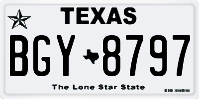 TX license plate BGY8797